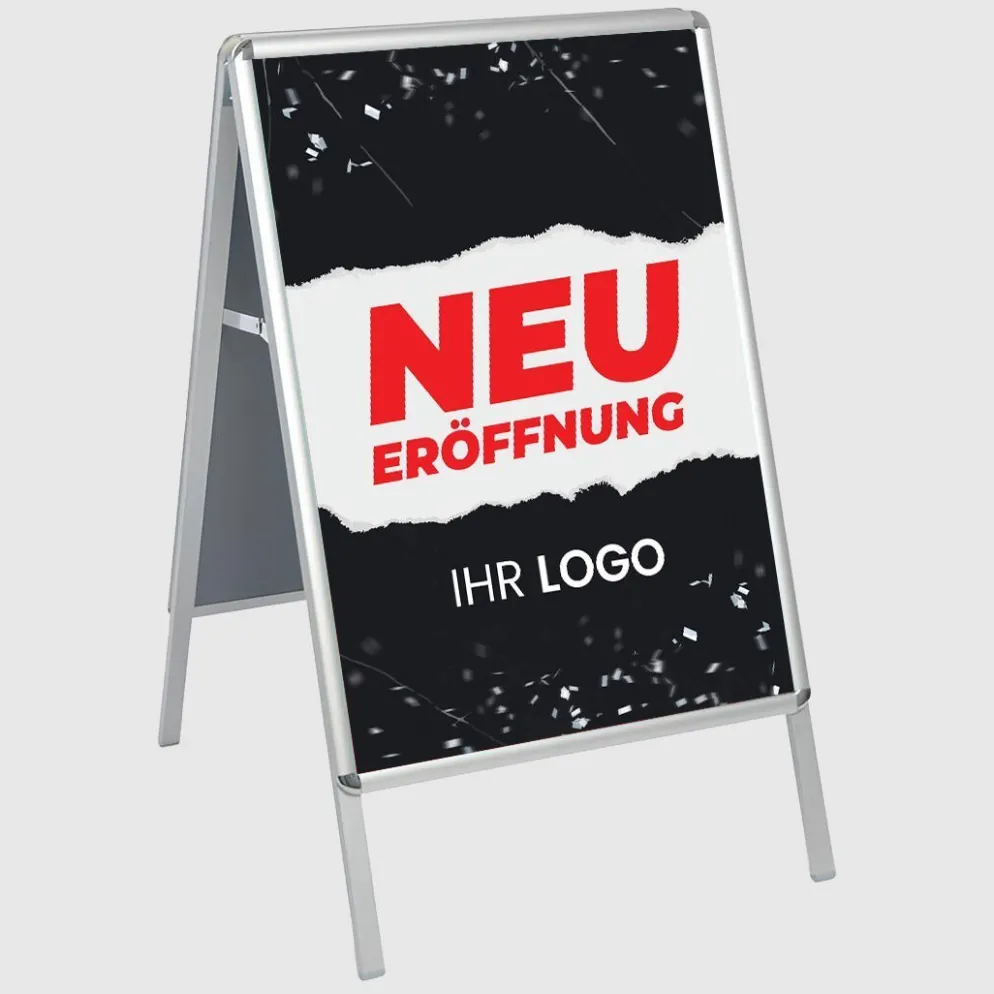 Kundenstopper GNE100 für Neu-Eröffnungen mit Plakat & Logo