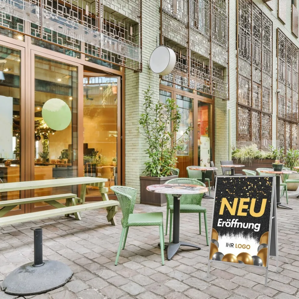 Kundenstopper GNE200 für Neu-Eröffnungen mit Plakat & Logo