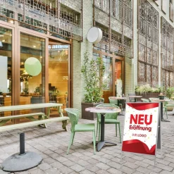 Kundenstopper GNE300 für Neu-Eröffnungen mit Plakat & Logo