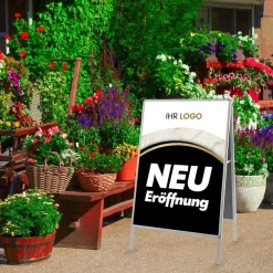 Kundenstopper GNE350 für Neu-Eröffnungen mit Plakat & Logo