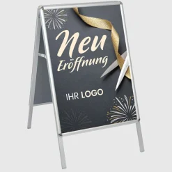 Kundenstopper GNE150 für Neu-Eröffnungen mit Plakat & Logo