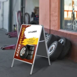 Kundenstopper GNE555 für Räderwechsel mit A1-Plakat & Logo