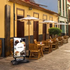 Kundenstopper SNE530 für Cafés mit A1-Plakat & Logo