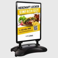 Kundenstopper SNE610 für Döner mit A1-Plakat QR-Code & Logo