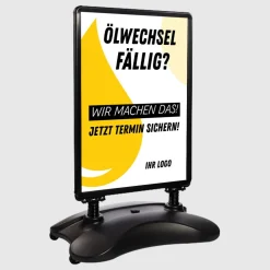Kundenstopper SNE570 für Ölwechsel mit A1-Plakat & Logo