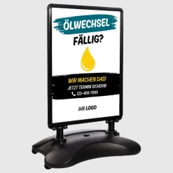 Kundenstopper SNE560 für Ölwechsel mit A1-Plakat & Logo