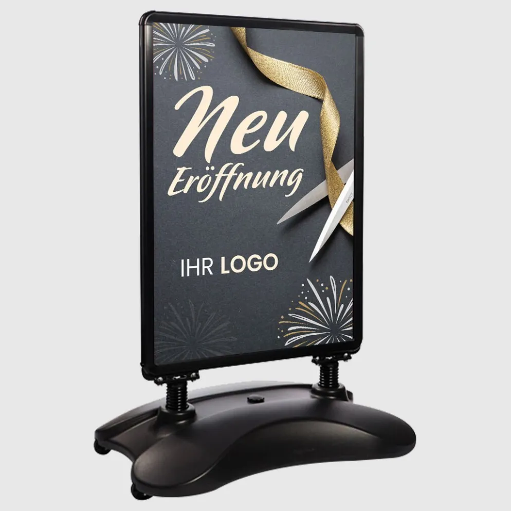 Kundenstopper SNE150 für Neu-Eröffnungen mit A1-Plakat & Logo