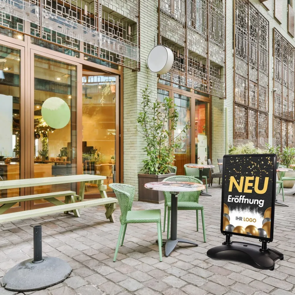 Kundenstopper SNE200 für Neu-Eröffnungen mit A1-Plakat & Logo