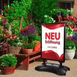 Kundenstopper SNE300 für Neu-Eröffnungen mit A1-Plakat & Logo