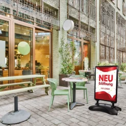 Kundenstopper SNE300 für Neu-Eröffnungen mit A1-Plakat & Logo