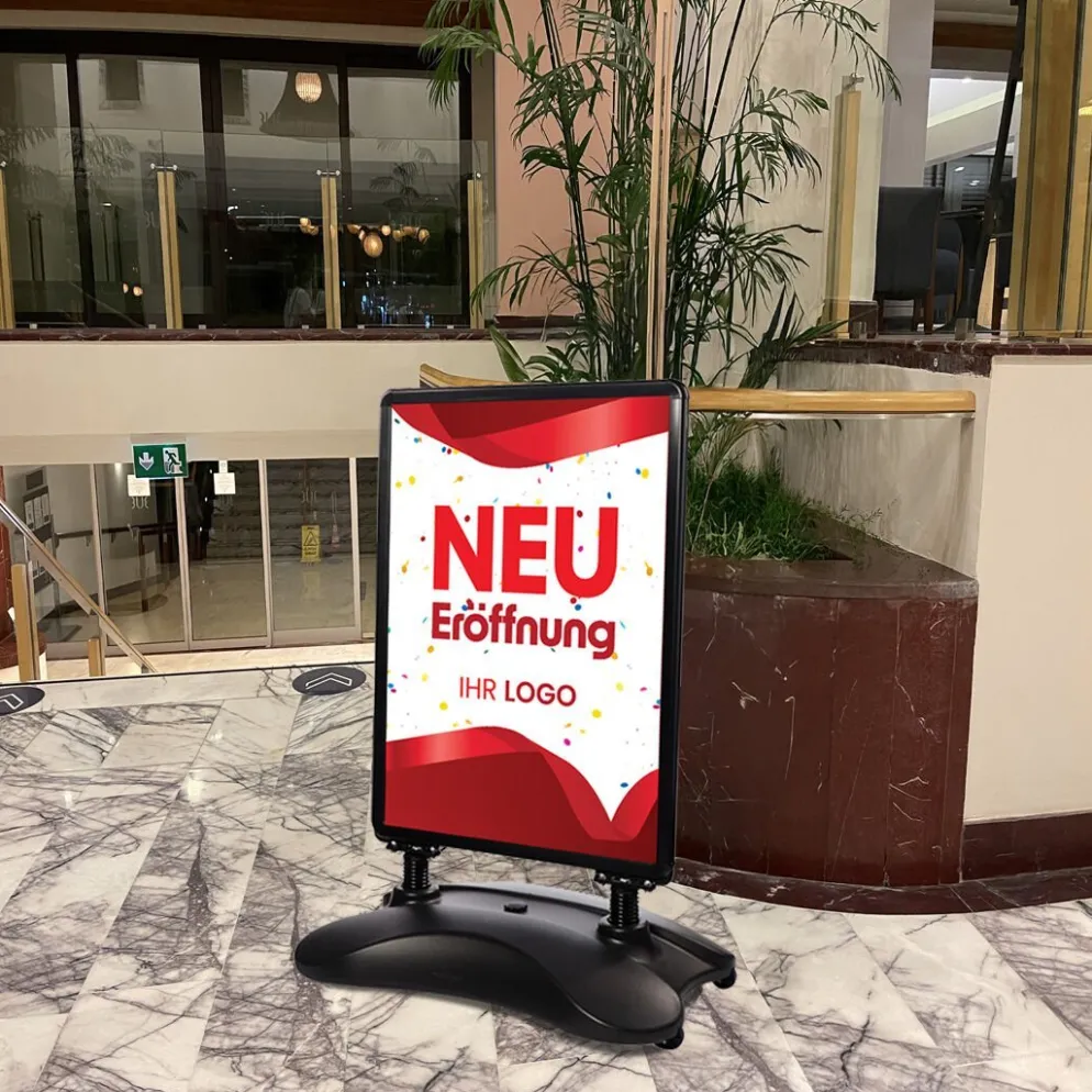 Kundenstopper SNE300 für Neu-Eröffnungen mit A1-Plakat & Logo