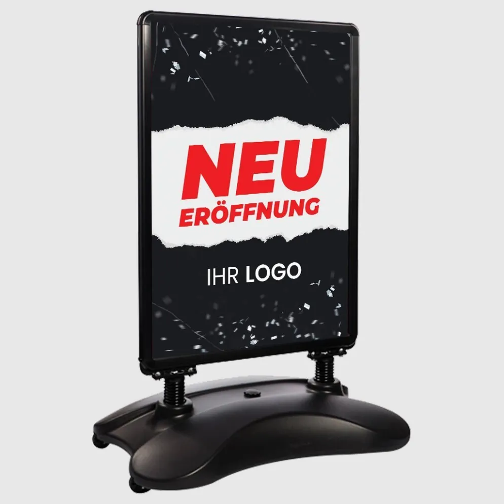 Kundenstopper SNE100 für Neu-Eröffnungen mit A1-Plakat & Logo