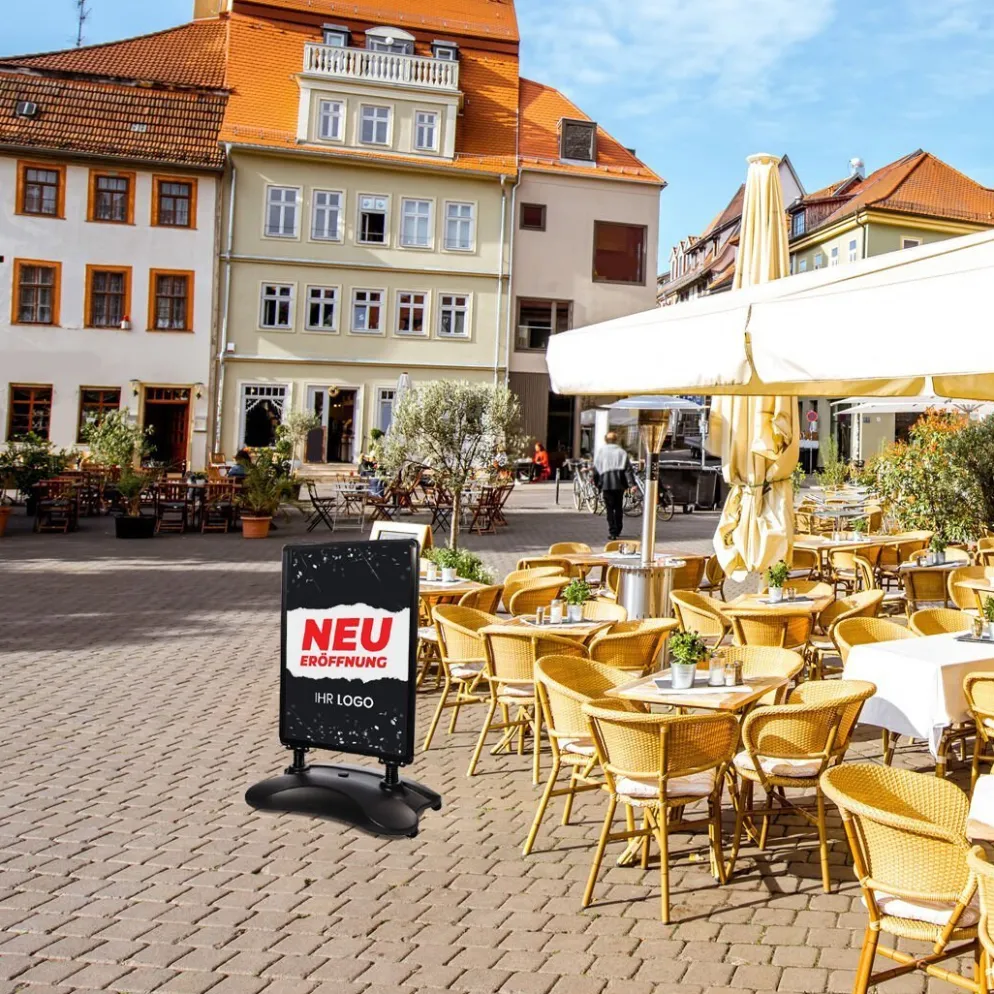 Kundenstopper SNE100 für Neu-Eröffnungen mit A1-Plakat & Logo