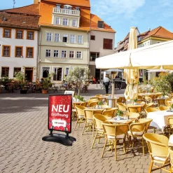 Kundenstopper SNE250 für Neu-Eröffnungen mit A1-Plakat & Logo