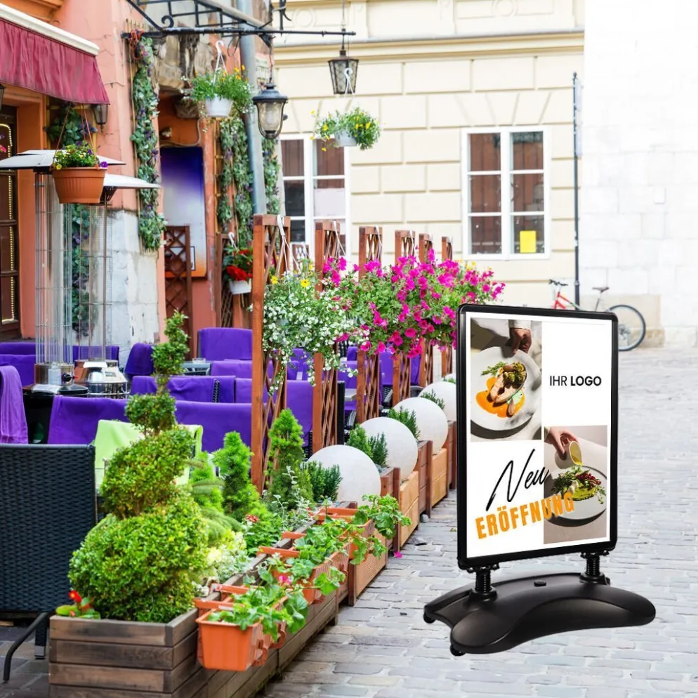 Kundenstopper SNE450 für Neu-Eröffnungen mit A1-Plakat & Logo