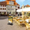 Kundenstopper SNE600 für Pizzeria mit A1-Plakat & Logo