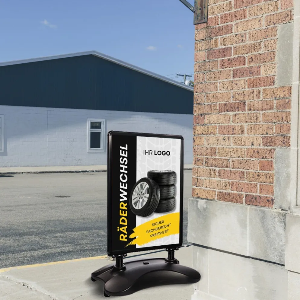 Kundenstopper SNE545 für Räderwechsel mit A1-Plakat & Logo