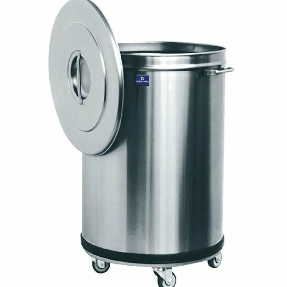 MASTRO Abfalleimer in Edelstahl auf Rädern, 50 Liter