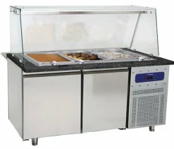 MASTRO Bainmarie Theke 2 Türen, Glasstruktur, 4x GN 1/1, 1450x930x1320mm