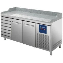 MASTRO Pizzatisch 2150 mm mit 2 Türen 600x400mm, 7 Schubladen EN