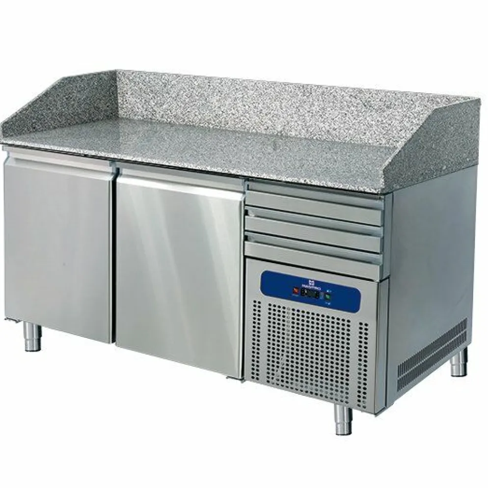 MASTRO Pizzatisch 1600 mm mit 2 Türen 600x400 mm, 3 Schubladen EN