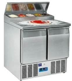MASTRO Saladette Pizzatisch mit 2 Türen GN 1/1, 5x GN 1/6, Breite 900mm