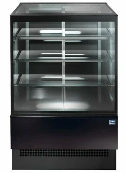 MASTRO Warme Theke, 3 Regalböden, gerader Frontverglasung, Umluft, B=1205 mm