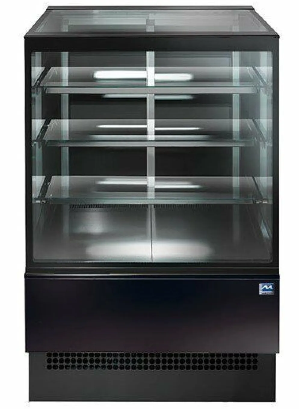 MASTRO Warme Theke, 3 Regalböden, gerader Frontverglasung, Umluft, B=1205 mm