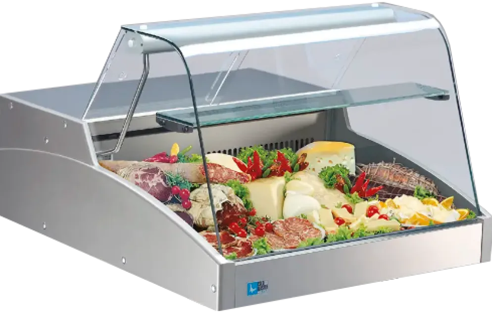 Mehrzweck-Kühlvitrine Super 1000 C mit gebogenem Glasaufbau