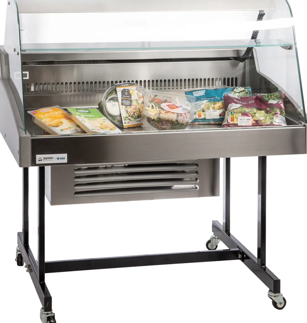 Mehrzweckvitrine Delicious 1000 C mit gebogenem Glasaufbau