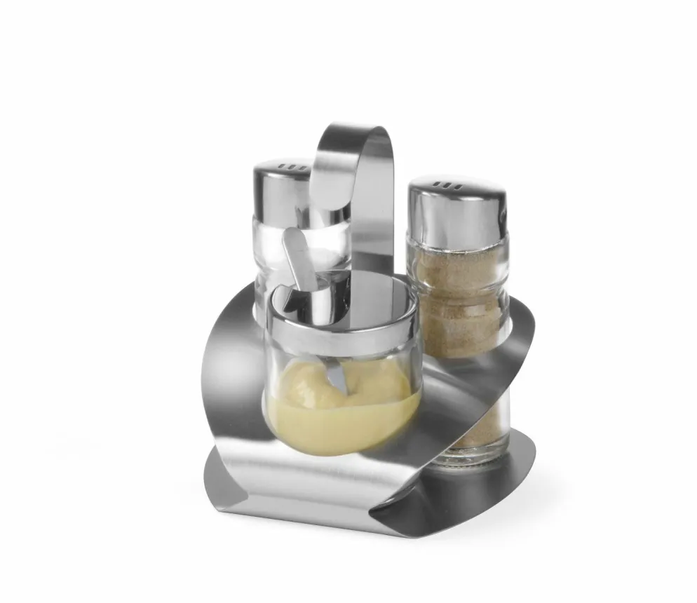 Menage Set 3-teilig Deluxe für Salz, Pfeffer, Senf