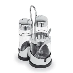 Menage 3-teilig, Salz, Pfeffer & Senf, 12 cm, Glas