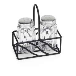 Menage 2-teilig, Salz & Pfeffer, 9,5 x 5 cm, Edelstahl, Stahl, Glas