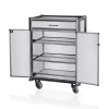 Minibar Servicetrolley, 85 x 60 x 135 cm, weiß, dunkle Kanten, Aluminium, MDF