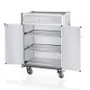 Minibar Servicetrolley, 85 x 60 x 135 cm, weiß, helle Kanten, Aluminium, MDF
