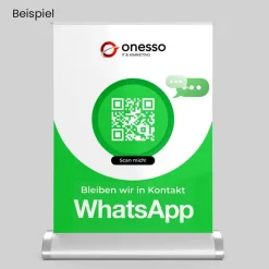 Mini-Roll-Up Tischaufsteller für WhatsApp WA20 mit QR-Code+Logo