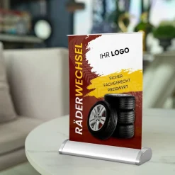 Mini-Roll-Up Tischaufsteller GNE555 für Räderwechsel mit Logo