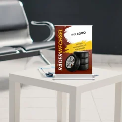 Mini-Roll-Up Tischaufsteller GNE555 für Räderwechsel mit Logo