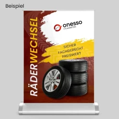Mini-Roll-Up Tischaufsteller GNE555 für Räderwechsel mit Logo