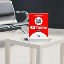 Mini-Roll-Up Tischaufsteller für Youtube YOU70 mit QR-Code+Logo