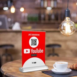 Mini-Roll-Up Tischaufsteller für Youtube YOU70 mit QR-Code+Logo
