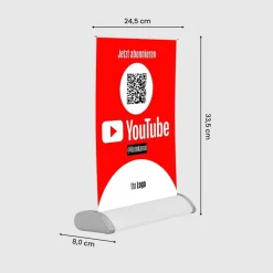 Mini-Roll-Up Tischaufsteller für Youtube YOU70 mit QR-Code+Logo