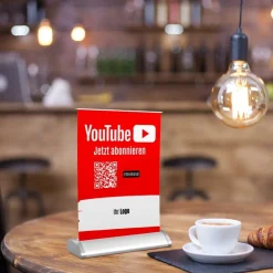 Mini-Roll-Up Tischaufsteller für Youtube YOU60 mit QR-Code+Logo
