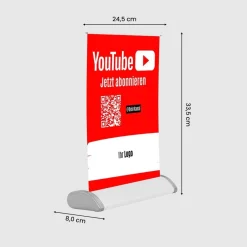 Mini-Roll-Up Tischaufsteller für Youtube YOU60 mit QR-Code+Logo