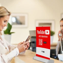 Mini-Roll-Up Tischaufsteller für Youtube YOU60 mit QR-Code+Logo