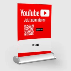 Mini-Roll-Up Tischaufsteller für Youtube YOU60 mit QR-Code+Logo
