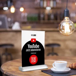 Mini-Roll-Up Tischaufsteller für Youtube YOU80 mit QR-Code+Logo