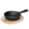 Mini Servierpfanne IRON DINING, mit Holzuntersetzer, Ø 13 cm, Höhe 3,5 cm, Gusseisen, Holz
