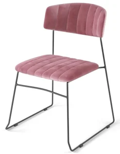 Mundo Stapelstuhl Rosa, Velours gepolstert, 54x55x79cm