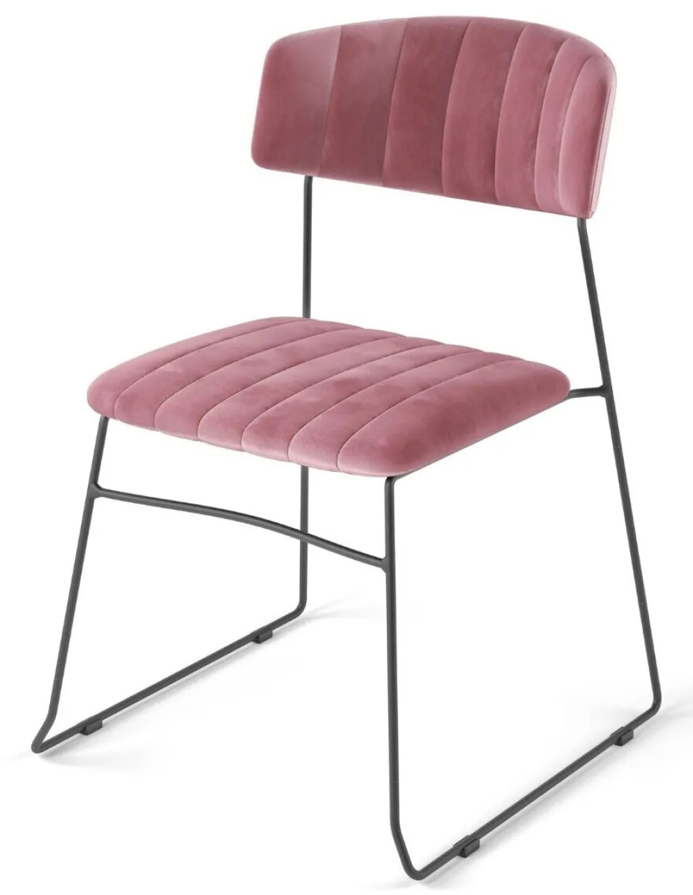 Mundo Stapelstuhl Rosa, Velours gepolstert, 54x55x79cm